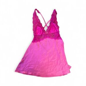 Victoria's Secret‎ Y2K Pink Lace Babydoll Lingerie Nightie Slip Dress Large